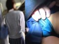 【リアル電車痴漢】上玉JKの柔らかツルスベ尻をガッツリ【青サテンパンツ 逆さ撮り ヤバイやつ ロリ 女子高生】